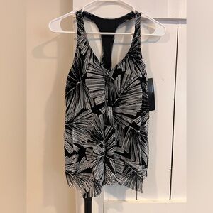 Women’s Black and White Tankini Swim Top